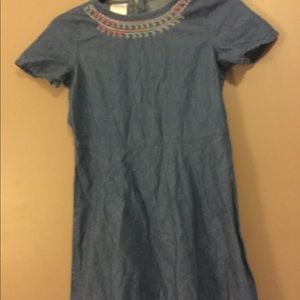 Denim embroidered dress